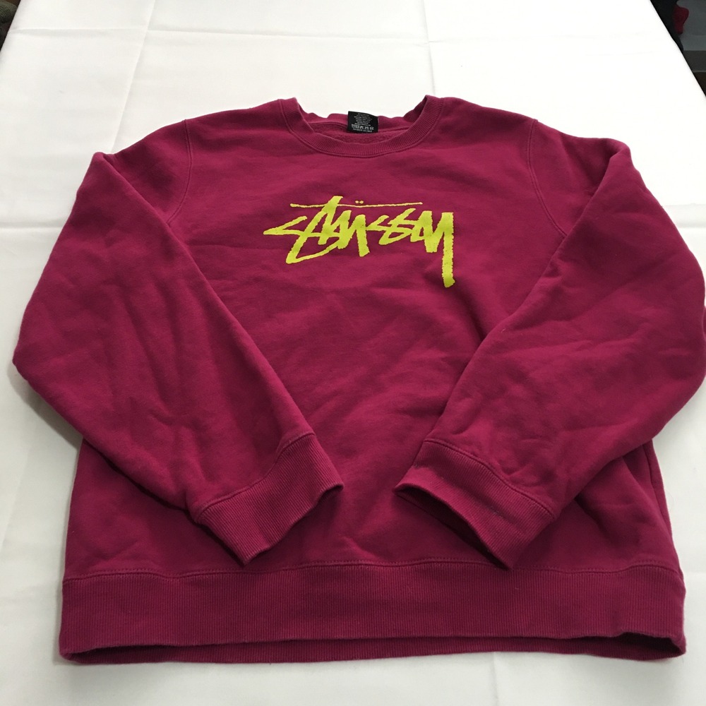 Stussy Sweatshirt Mens Large Crewneck Pullover Magenta